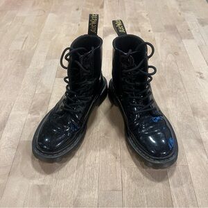 Dr. Martens Luana Glitter Boots Black Patent Leather Lace Up Retro womens size 6